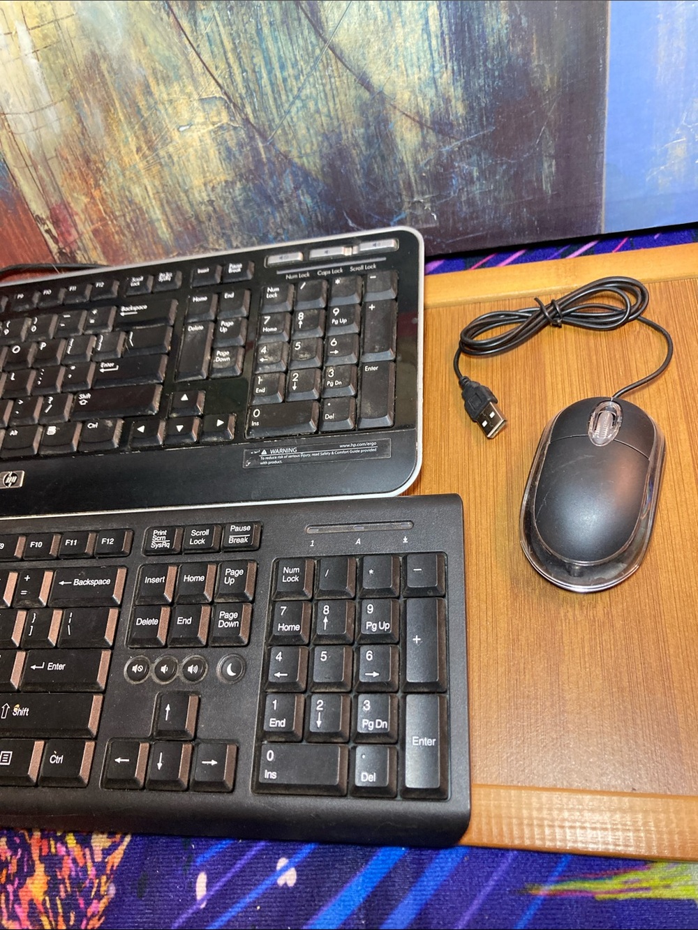 (2) PC COMPUTER USB KEY BOARDS + (1) USB MINI MOUSE OPTICAL LAZER PC MOUSE